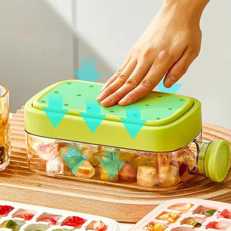 Ice Cube Bottle, 2 in 1 Touch-Free Ice Cube Tray Water Bottle