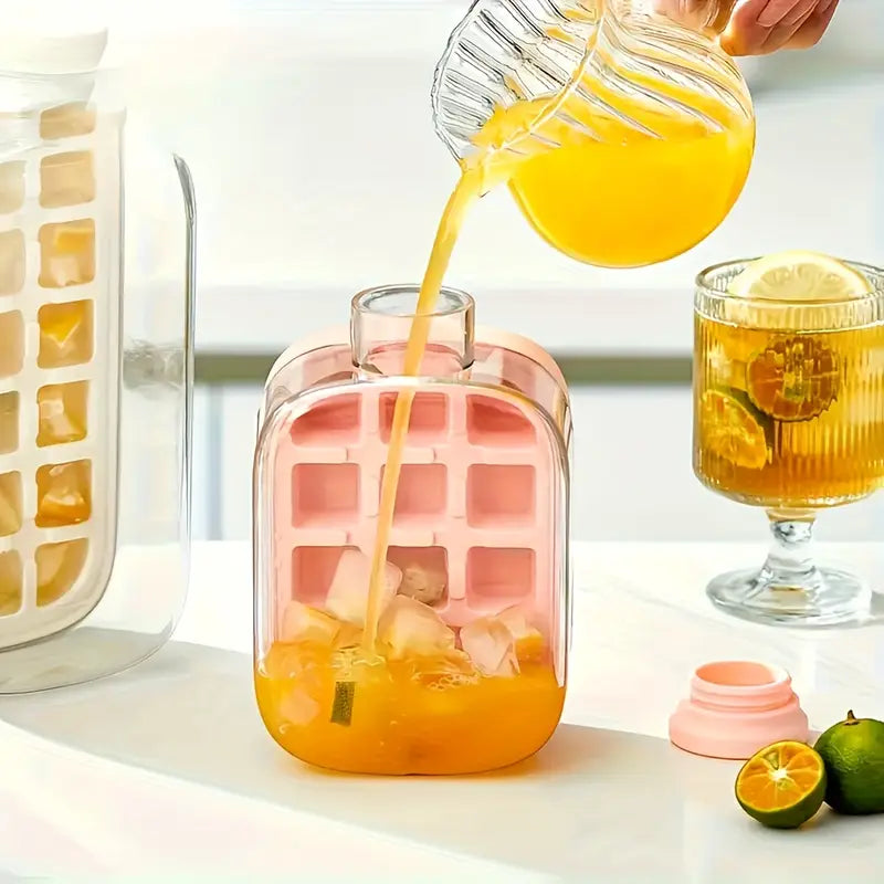 Ice Cube Bottle, 2 in 1 Touch-Free Ice Cube Tray Water Bottle