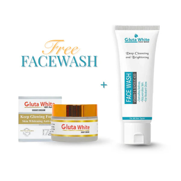 Gluta White Night Cream & Gluta White Face Wash (Free)