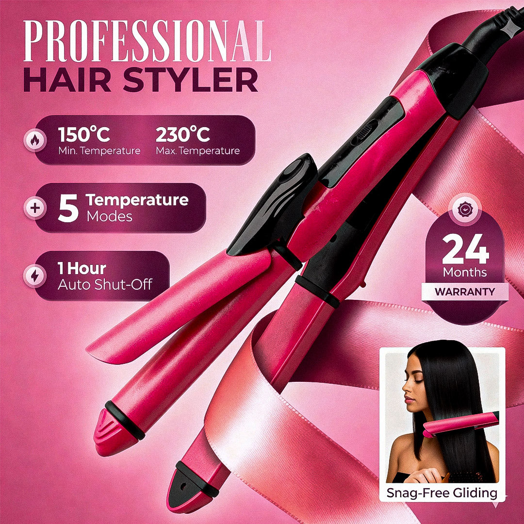 2 in 1 Hair Straightener & Curler – Ceramic, Fast Heating
