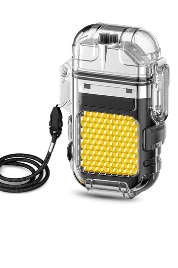 2 in 1 Transparent COB LED Flashlight with Rechargeable Electric Lighter – Bright, Portable & Multipurpose