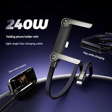240W 2-in-1 C to C Charging Cable with Phone Stand 1.5m length