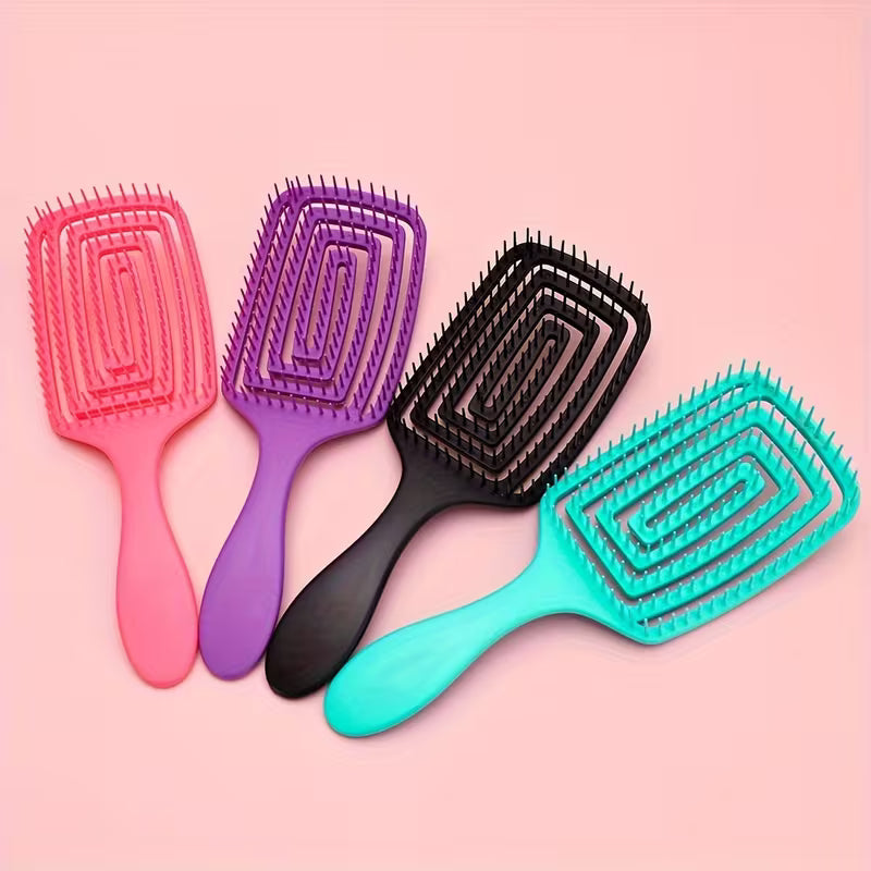 1 Square Hollow-out Detangling Hairbrush, Professional Scalp Massage Comb with Hollow Design. Suitable for Wet or Dry Hair, Anti-tangle and Anti-static Styling Brush,