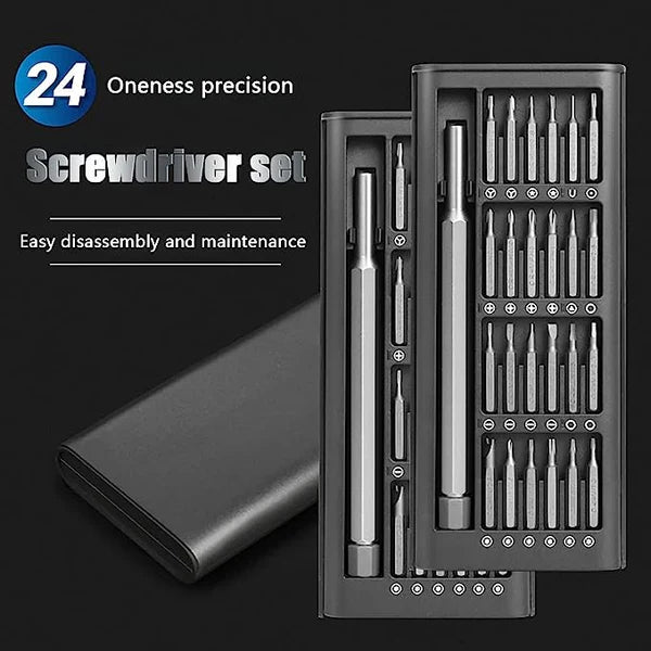 Precision Screw driver Set 24 in 1, Magnetic Driver Bits Set Repair Tool with Alluminum Box Multi-Purpose Screwdriver