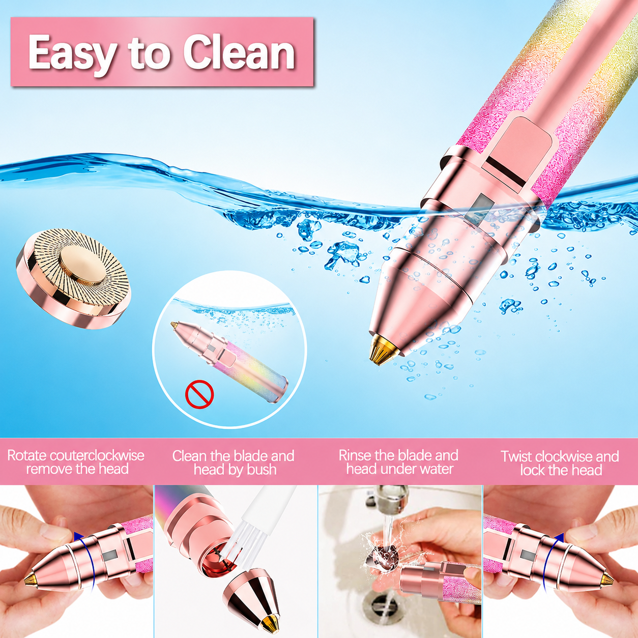 2 in 1 Rechargeable Eyebrow & Facial Hair Trimmer for Women
