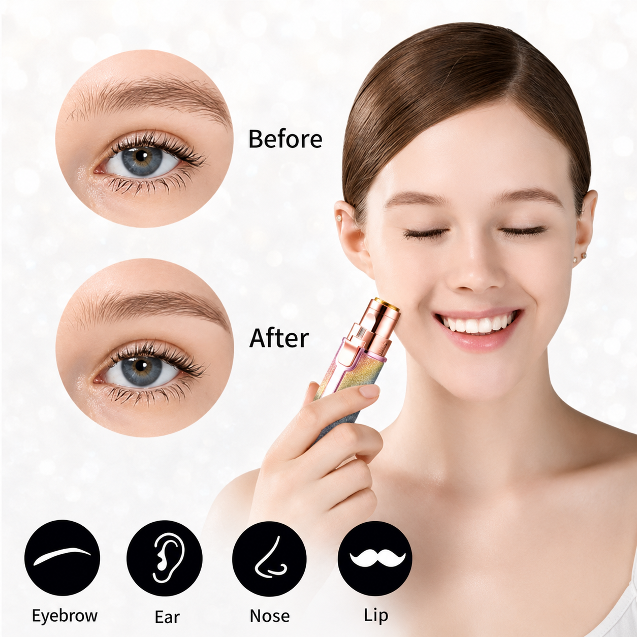 2 in 1 Rechargeable Eyebrow & Facial Hair Trimmer for Women