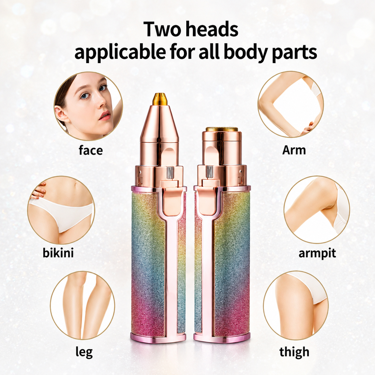 2 in 1 Rechargeable Eyebrow & Facial Hair Trimmer for Women