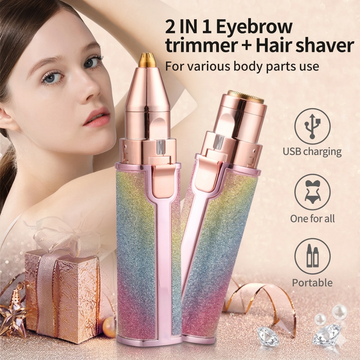 2 in 1 Rechargeable Eyebrow & Facial Hair Trimmer for Women