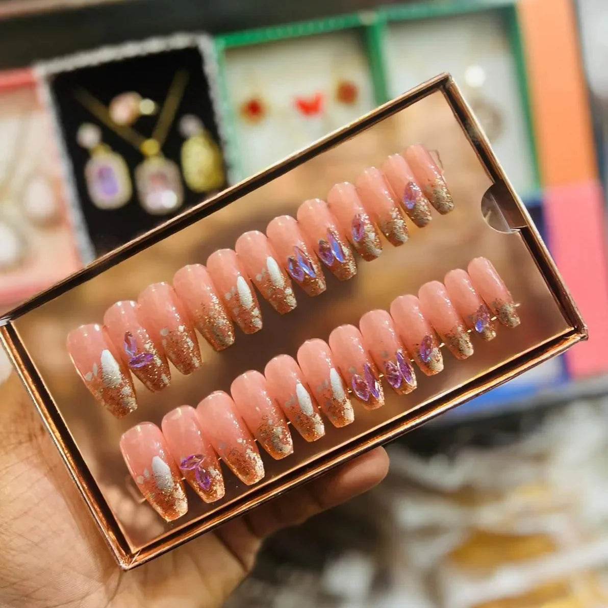O.TWO.O Cosmetics – Glitter Press-On Nails Set - Vora