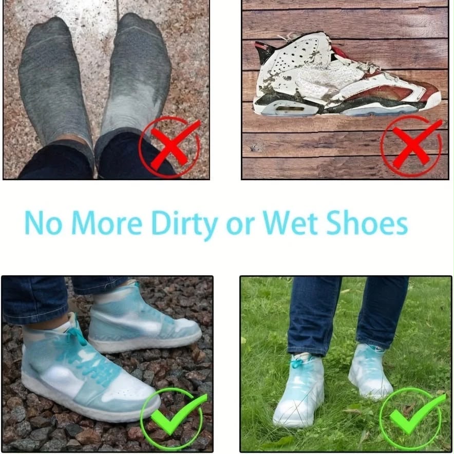 Waterproof   Unisex   Non-Slip   Silicone   Shoe   Covers   Reusable