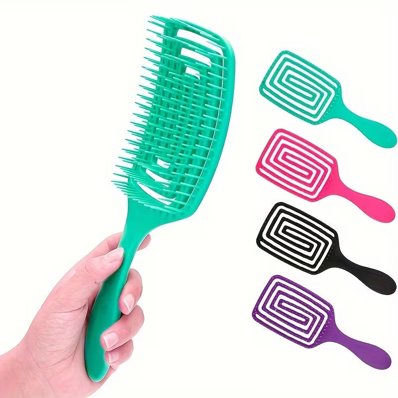 1 Square Hollow-out Detangling Hairbrush, Professional Scalp Massage Comb with Hollow Design. Suitable for Wet or Dry Hair, Anti-tangle and Anti-static Styling Brush,