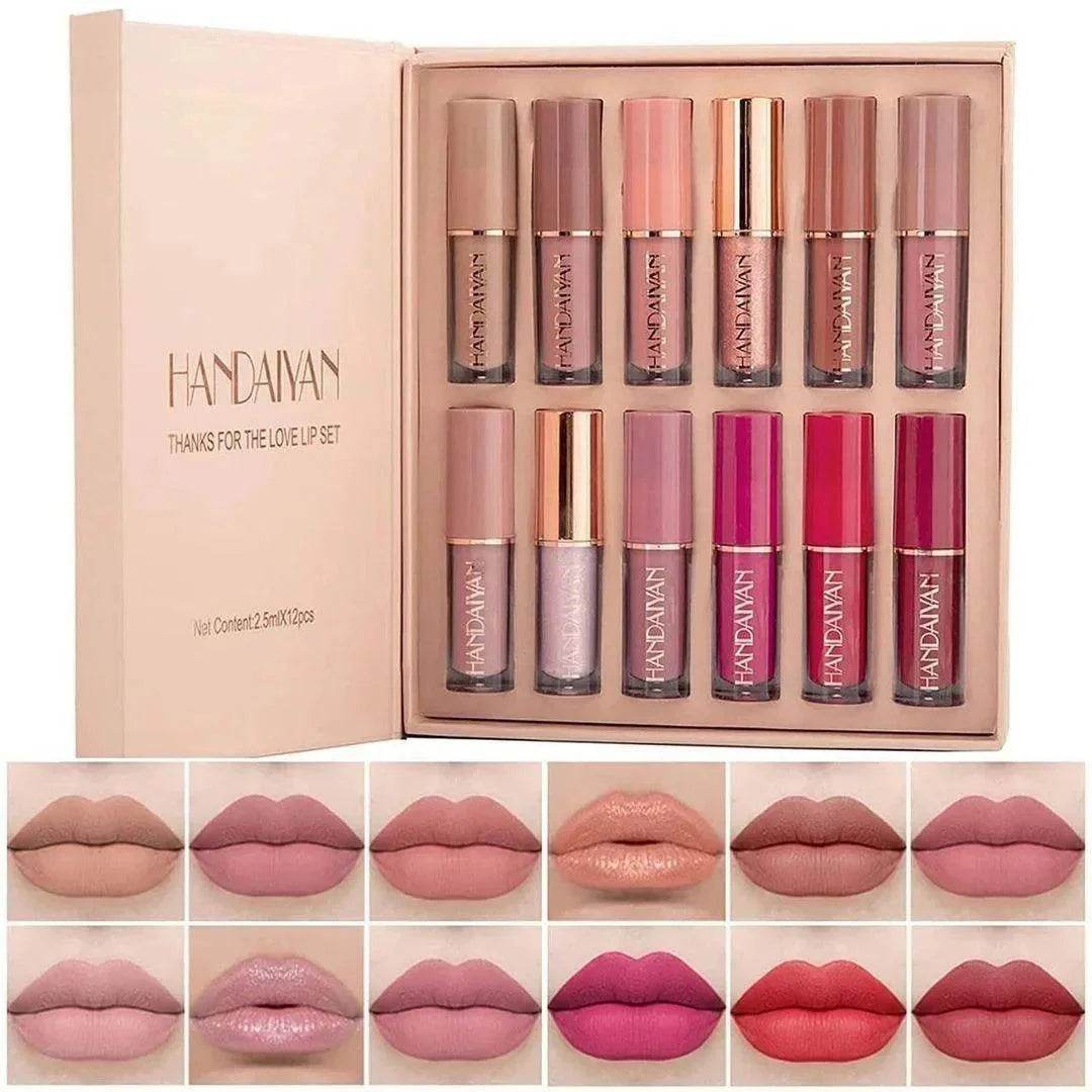 12 Colors Handaiyan Matte Liquid Lipstick Set - Vora