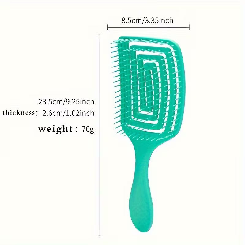 1 Square Hollow-out Detangling Hairbrush, Professional Scalp Massage Comb with Hollow Design. Suitable for Wet or Dry Hair, Anti-tangle and Anti-static Styling Brush,