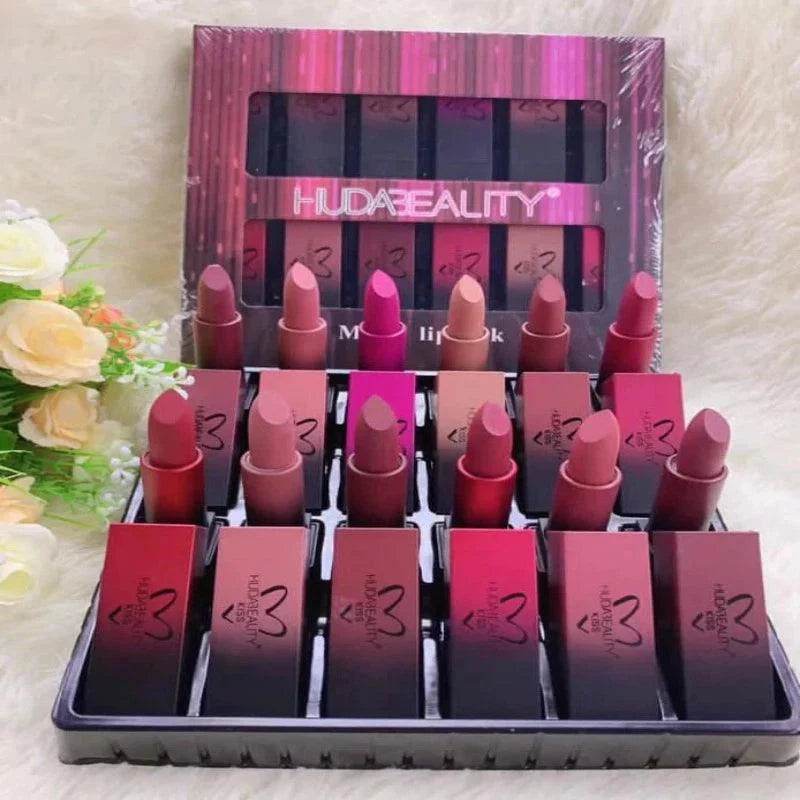 Huda Beauty Matte Lipstick Set - 12 Pcs - Vora