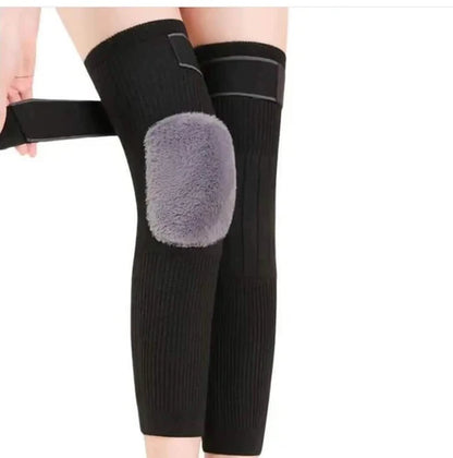 2 PCS Non-Slip Cashmere Wool Knee Pads Leg Warmer with Strap Adjustable for Men & Women